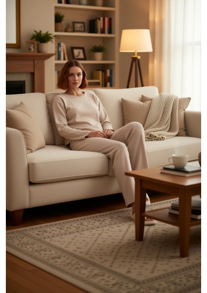 Kadın Fitilli Örme Relaxed Fit Lounge Takımı Fonksiyonel Dayanıklı Kaliteli Konforlu Rahat