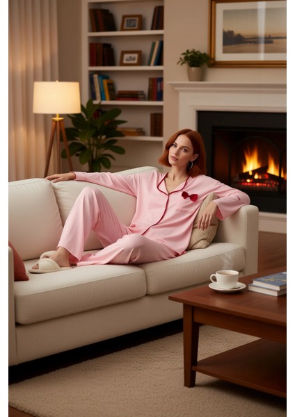 Kadın Viskoz Dokuma Gömlek ve Pantolon Pijama Takımı Fonksiyonel Dayanıklı Kaliteli Modern