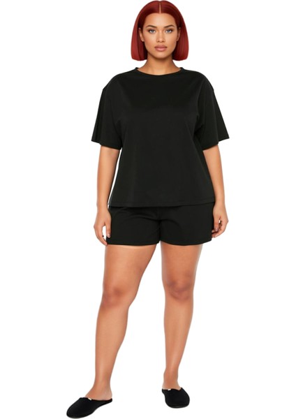 Kadın Bisiklet Yaka Kısa Kollu Şortlu Pijama Takımı Fonksiyonel Dayanıklı Kaliteli Estetik fırsatları