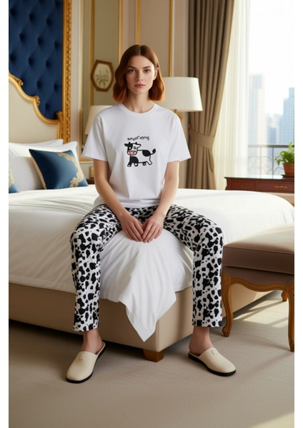 Kadın Hayvan Desenli Pamuklu Pijama Takımı Fonksiyonel Dayanıklı Kaliteli Konforlu Estetik modelleri