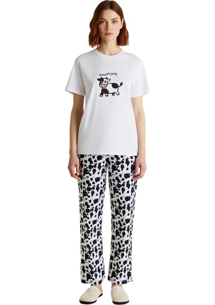 Kadın Hayvan Desenli Pamuklu Pijama Takımı Fonksiyonel Dayanıklı Kaliteli Konforlu Estetik fırsatları