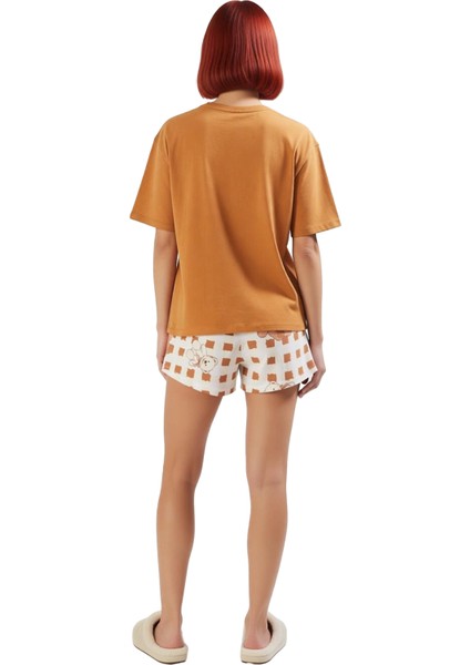 Kadın Ayıcık Baskılı Ekose Şortlu Pijama Takımı Fonksiyonel Dayanıklı Kaliteli Konforlu Şık modelleri