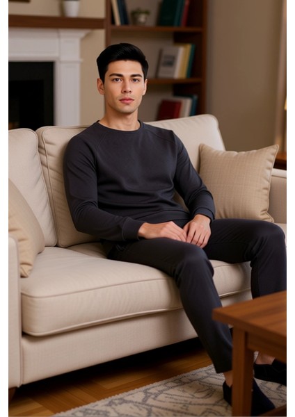 Erkek Waffle Dokuma V Yaka Pijama Takımı Açık Haki Fonksiyonel Dayanıklı Kaliteli Konforlu