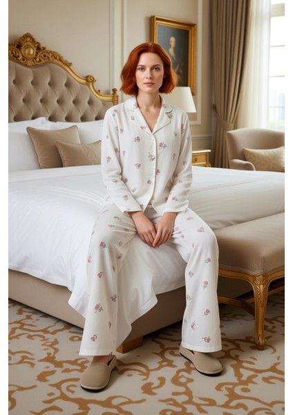 Kadın Çiçekli Gömlek Yaka Pijama Takımı Fonksiyonel Dayanıklı Kaliteli Konforlu Estetik Şık modelleri