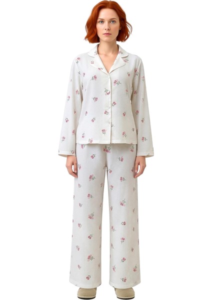 Kadın Çiçekli Gömlek Yaka Pijama Takımı Fonksiyonel Dayanıklı Kaliteli Konforlu Estetik Şık fırsatları