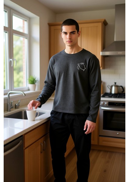 Erkek Bisiklet Yaka Uzun Kollu Pijama Takımı Fonksiyonel Dayanıklı Kaliteli Konforlu Rahat fiyatları