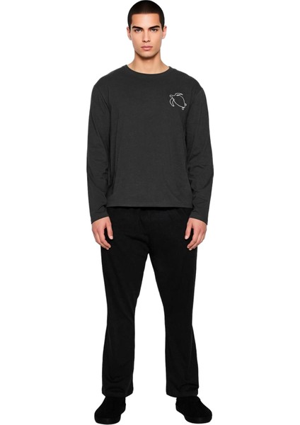 Erkek Bisiklet Yaka Uzun Kollu Pijama Takımı Fonksiyonel Dayanıklı Kaliteli Konforlu Rahat fırsatları