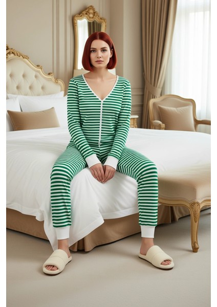 Kadın Çizgili V Yaka Uzun Kollu Pijama Takımı Fonksiyonel Dayanıklı Kaliteli Konforlu Spor modelleri