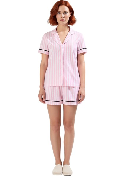 Kadın Gömlek Şortlu Çizgili Pijama Takımı Fonksiyonel Dayanıklı Kaliteli Konforlu Estetik Şık fiyatları