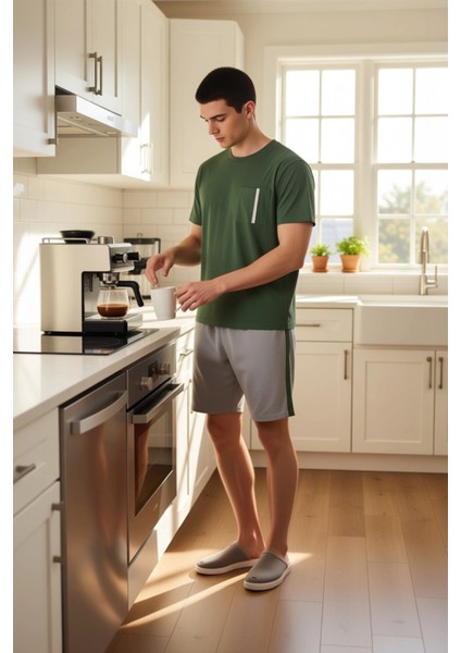 Erkek Bisiklet Yaka Kısa Kollu Örme Pijama Takımı Fonksiyonel Dayanıklı Kaliteli Konforlu Şık fiyatları