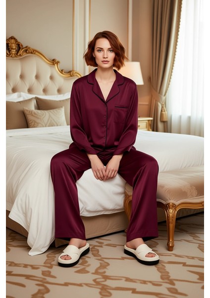 Kadın Gömlek Yaka Dokuma Pijama Takımı Fonksiyonel Dayanıklı Kaliteli Konforlu Estetik Şık modelleri