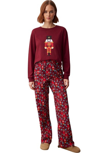 Kadın Yılbaşı Temalı Bisiklet Yaka Düşük Kol Pijama Takımı Fonksiyonel Dayanıklı Kaliteli Şık fırsatları