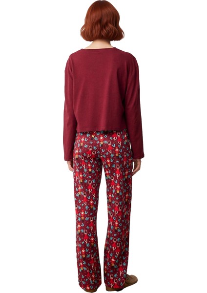 Kadın Yılbaşı Temalı Bisiklet Yaka Düşük Kol Pijama Takımı Fonksiyonel Dayanıklı Kaliteli Şık indirimleri