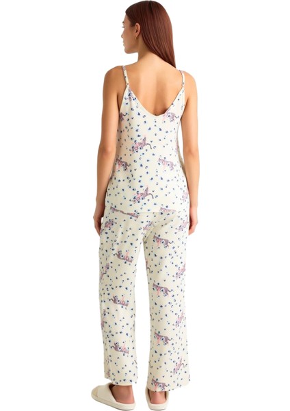 Hayvan Desenli Viskon Ince Askılı Pijama Takımı Kadın Fonksiyonel Dayanıklı Kaliteli Rahat modelleri