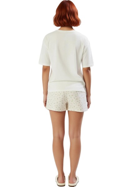 Kadın Çiçekli Baskılı Bisiklet Yaka Şortlu Pijama Takımı Fonksiyonel Dayanıklı Kaliteli Şık modelleri