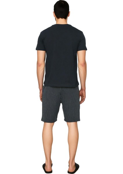 Erkek Çizgili Pijama Takımı Bisiklet Yaka Kısa Kollu Fonksiyonel Dayanıklı Kaliteli Modern indirimleri