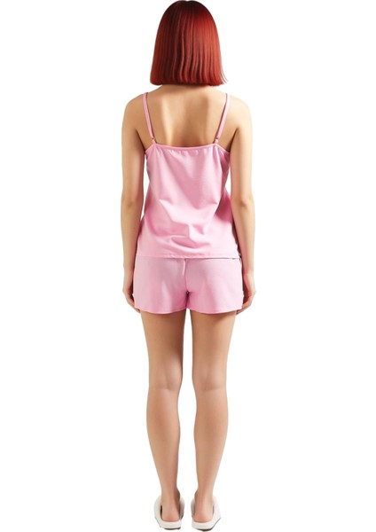 Kadın Kedi Nakışlı V Yaka Ip Askılı Şortlu Dokuma Pijama Takımı Ev Konforu Fonksiyonel Şık modelleri