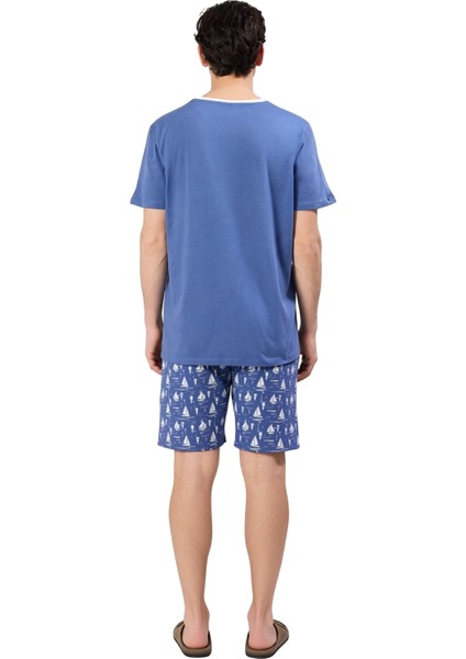 Erkek Bisiklet Yaka Kısa Kollu Baskılı Pijama Takımı Fonksiyonel Dayanıklı Kaliteli Modern indirimleri