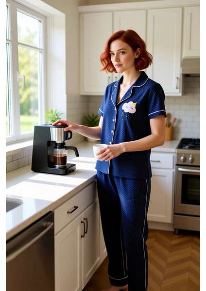 Kadın Puantiye Gömlek Yaka Pijama Takımı Fonksiyonel Dayanıklı Kaliteli Konforlu Estetik Şık fiyatları