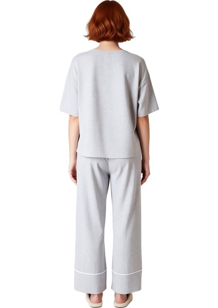 Kadin Ayicik Baskılı Wide Leg Pijama Takımı Fonksiyonel Dayanıklı Kaliteli Konforlu Modern indirimleri