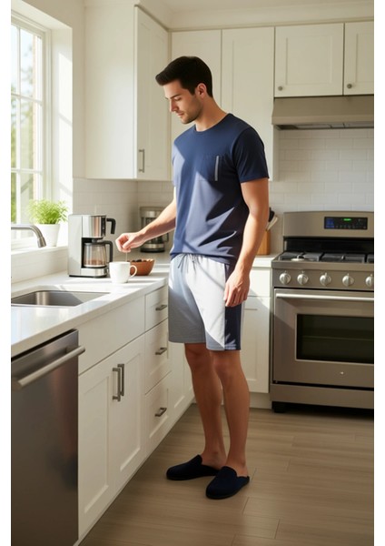 Erkek Bisiklet Yaka Kısa Kollu Örme Pijama Takımı Fonksiyonel Dayanıklı Kaliteli Konforlu Şık fiyatları