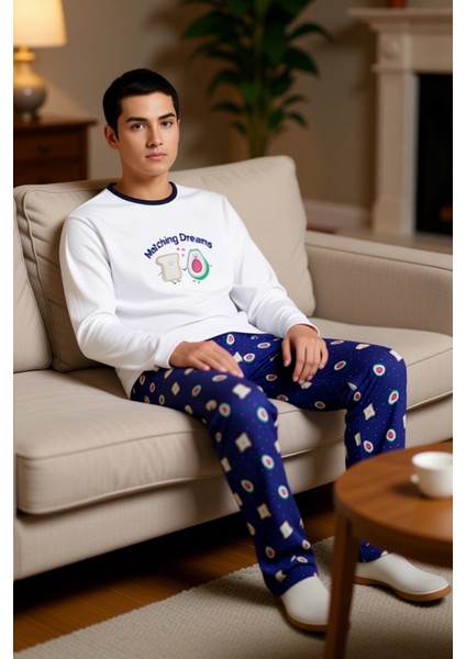 Avokado ve Tost Baskılı Pamuklu Pijama Takımı Kadın Fonksiyonel Dayanıklı Kaliteli Estetik