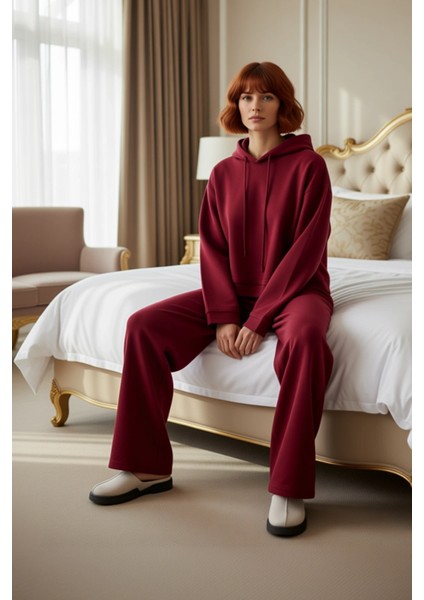 Kadın Geniş Kalıp Kapüşonlu Sweatshirt ve Pantolon Takımı Fonksiyonel Dayanıklı Kaliteli Şık fiyatları