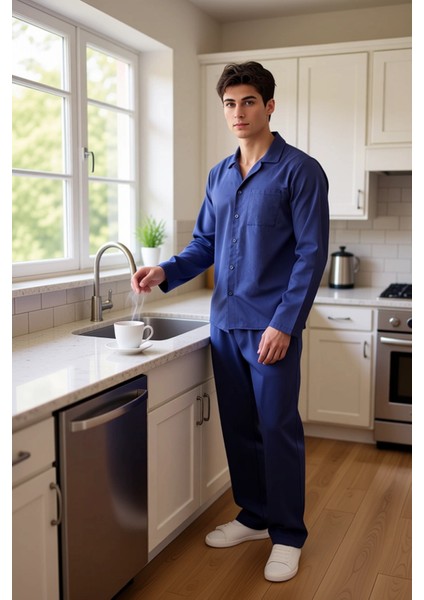 Erkek Gömlek Yaka Uzun Kollu Pijama Takımı Fonksiyonel Dayanıklı Kaliteli Konforlu Estetik fiyatları