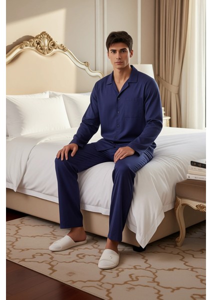 Erkek Gömlek Yaka Uzun Kollu Pijama Takımı Fonksiyonel Dayanıklı Kaliteli Konforlu Estetik modelleri