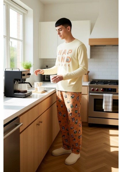 Kadın Panda Desenli Bisiklet Yaka Uzun Kollu Pijama Takımı Fonksiyonel Dayanıklı Kaliteli Şık fiyatları