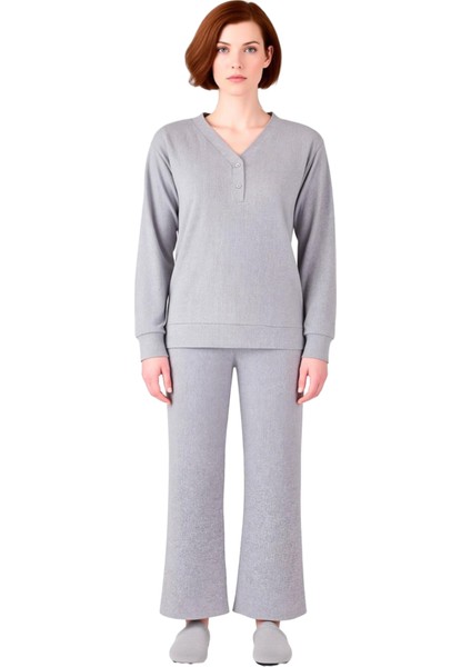 Kadın Melanj V Yaka Waffle Pijama Takımı Fonksiyonel Dayanıklı Kaliteli Konforlu Estetik Şık fırsatları
