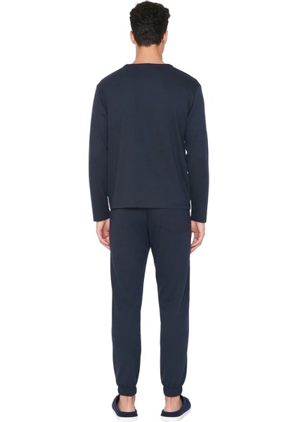 Erkek Bisiklet Yaka Baskılı Uzun Kollu Pijama Takımı Fonksiyonel Dayanıklı Kaliteli Modern indirimleri