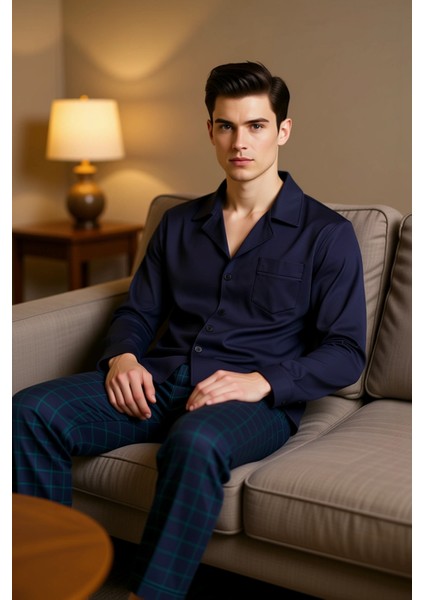 Erkek Ekose Desenli Regular Fit Pijama Takımı Fonksiyonel Dayanıklı Kaliteli Konforlu Spor