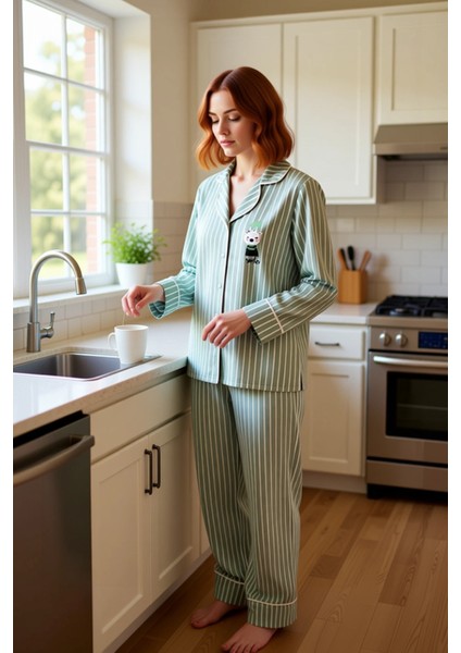 Kadın Açık Çizgili Penguen Detaylı Pijama Takımı Fonksiyonel Dayanıklı Kaliteli Konforlu Şık fiyatları
