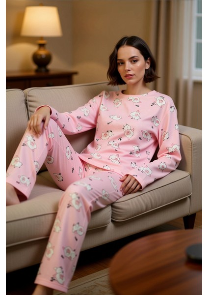 Kadın Ekose Desenli Bisiklet Yaka Pijama Takımı Fonksiyonel Dayanıklı Kaliteli Konforlu Şık