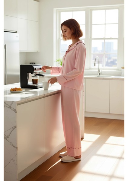 Kadın Çilek Nakışlı Viskon Gömlek Yaka Pijama Takımı Fonksiyonel Dayanıklı Kaliteli Modern fiyatları