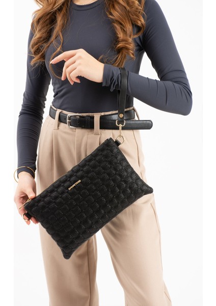 Sanmorris Kadın Suni Deri Mozaik Desen Ayarlanabilir Çapraz ve El Askılı Portföy, Clutch Çanta modelleri