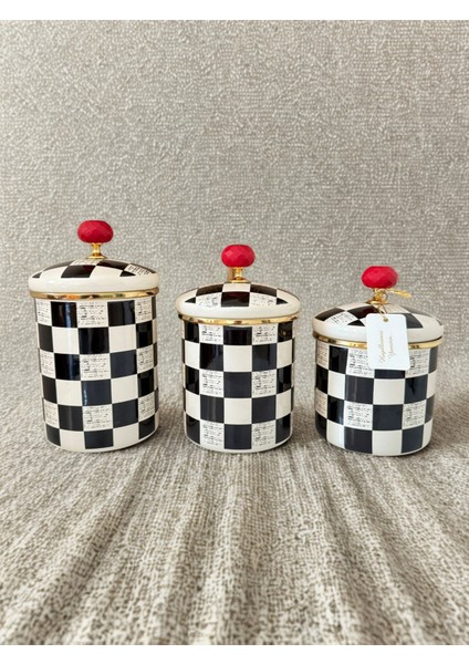 Premium Quality Dama Desenli Emaye 3 Parça Kavanoz Seti fiyatları