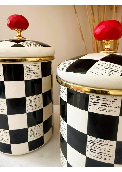 Premium Quality Dama Desenli Emaye 3 Parça Kavanoz Seti fırsatları