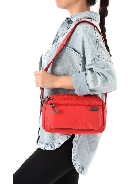 Sanmorris Kadın 3 Gözlü Paraşüt Kumaş Ayarlanabilir Çapraz Askılı Çanta