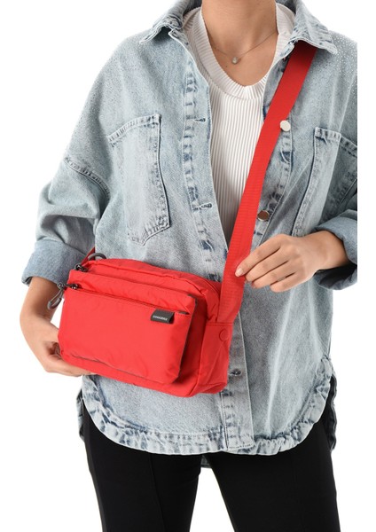 Sanmorris Kadın 3 Gözlü Paraşüt Kumaş Ayarlanabilir Çapraz Askılı Çanta modelleri