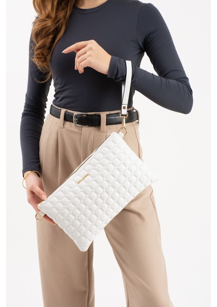 Sanmorris Kadın Suni Deri Mozaik Desen Ayarlanabilir Çapraz ve El Askılı Portföy, Clutch Çanta fiyatları