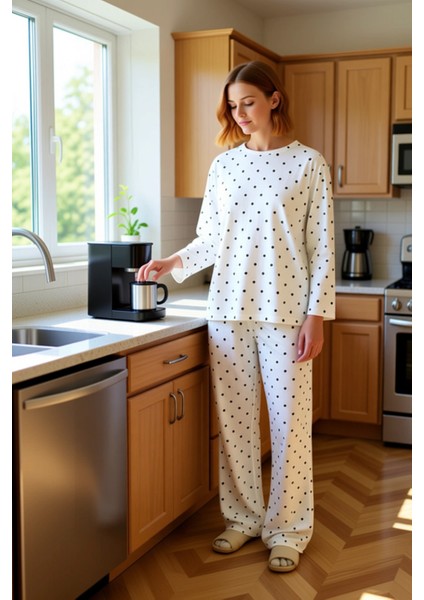 Kadın Kalp ve Puantiye Desenli Pamuklu Pijama Takımı Fonksiyonel Dayanıklı Kaliteli Modern fiyatları