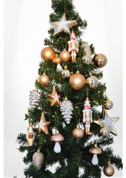 Yılbaşı Ağaç Süsleme Seti 24 Parça -Altın- Yılbaşı Süsü