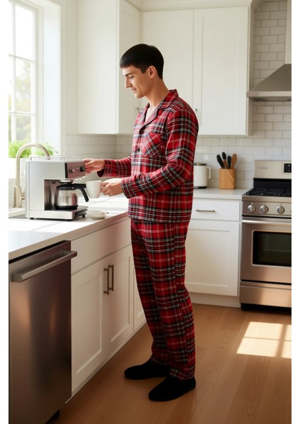 Erkek Kirmizi Ekose Gömlek ve Pantolon Pijama Takımı Fonksiyonel Dayanıklı Kaliteli Modern fiyatları