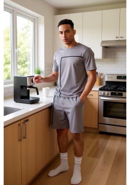 Erkek Bisiklet Yaka Baskılı Ev Giyim Takımı Fonksiyonel Dayanıklı Kaliteli Konforlu Modern fiyatları