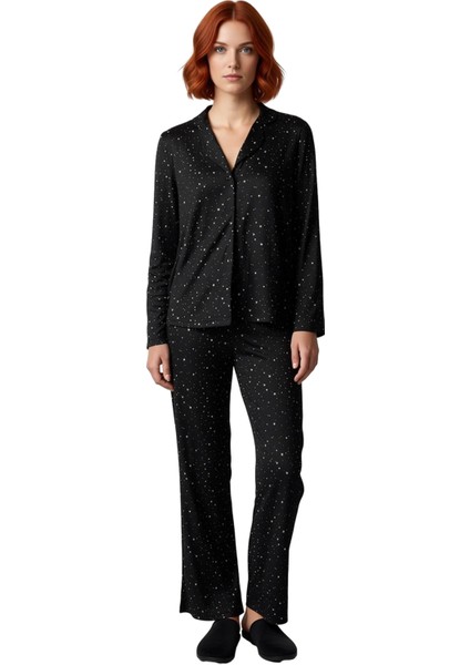 Kadın Yıldız Desenli Gömlek ve Boru Paça Pijama Takımı Fonksiyonel Dayanıklı Kaliteli Spor fırsatları