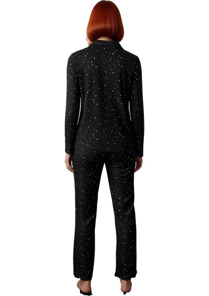 Kadın Yıldız Desenli Gömlek ve Boru Paça Pijama Takımı Fonksiyonel Dayanıklı Kaliteli Spor indirimleri