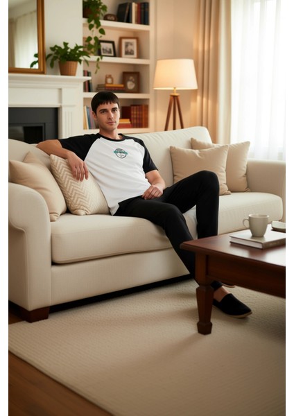 Erkek Baskılı Reglan Kol Pijama Takımı Fonksiyonel Dayanıklı Kaliteli Konforlu Estetik Şık