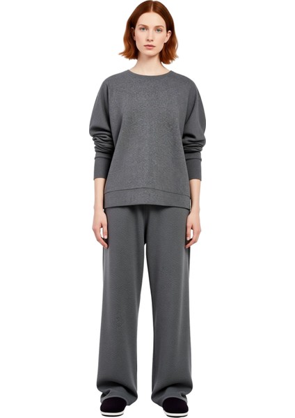 Kadın Antrasit Fitilli Örme Bisiklet Yaka Pijama Takımı Fonksiyonel Dayanıklı Kaliteli Şık fırsatları